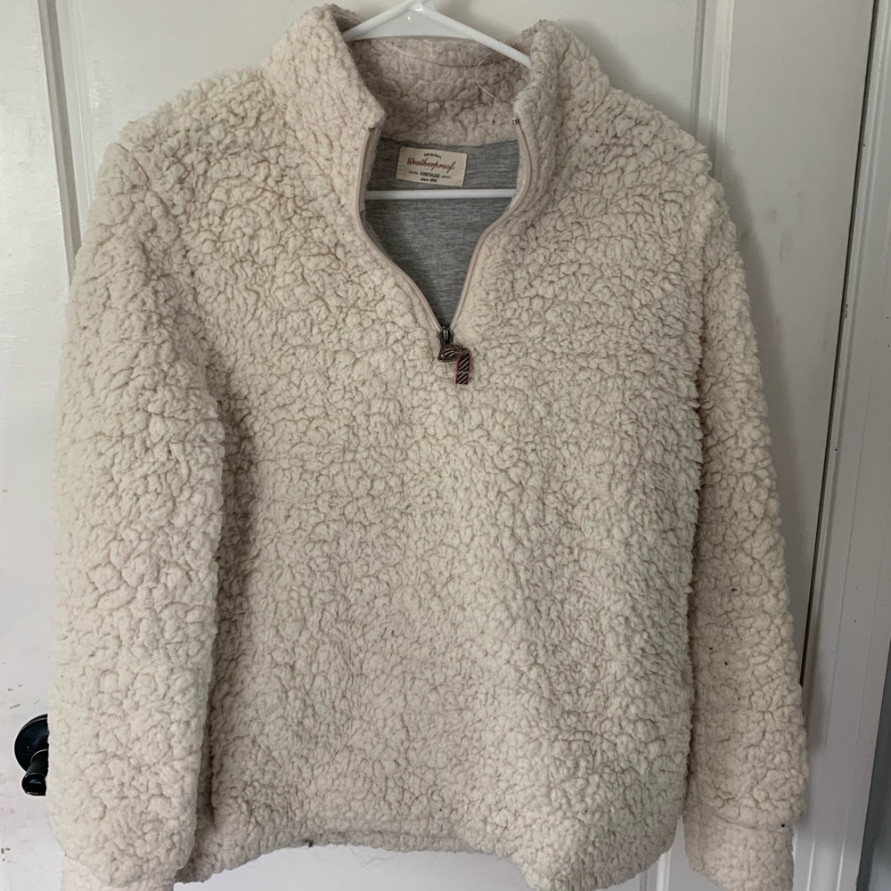White Sherpa Quarter Zip pullover